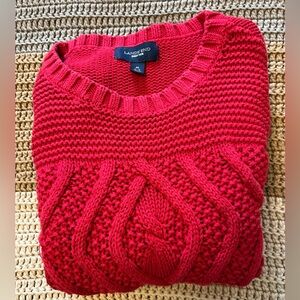 Lands' End Women's 100% Cotton Vibrant Red Knit Drifter Sweater